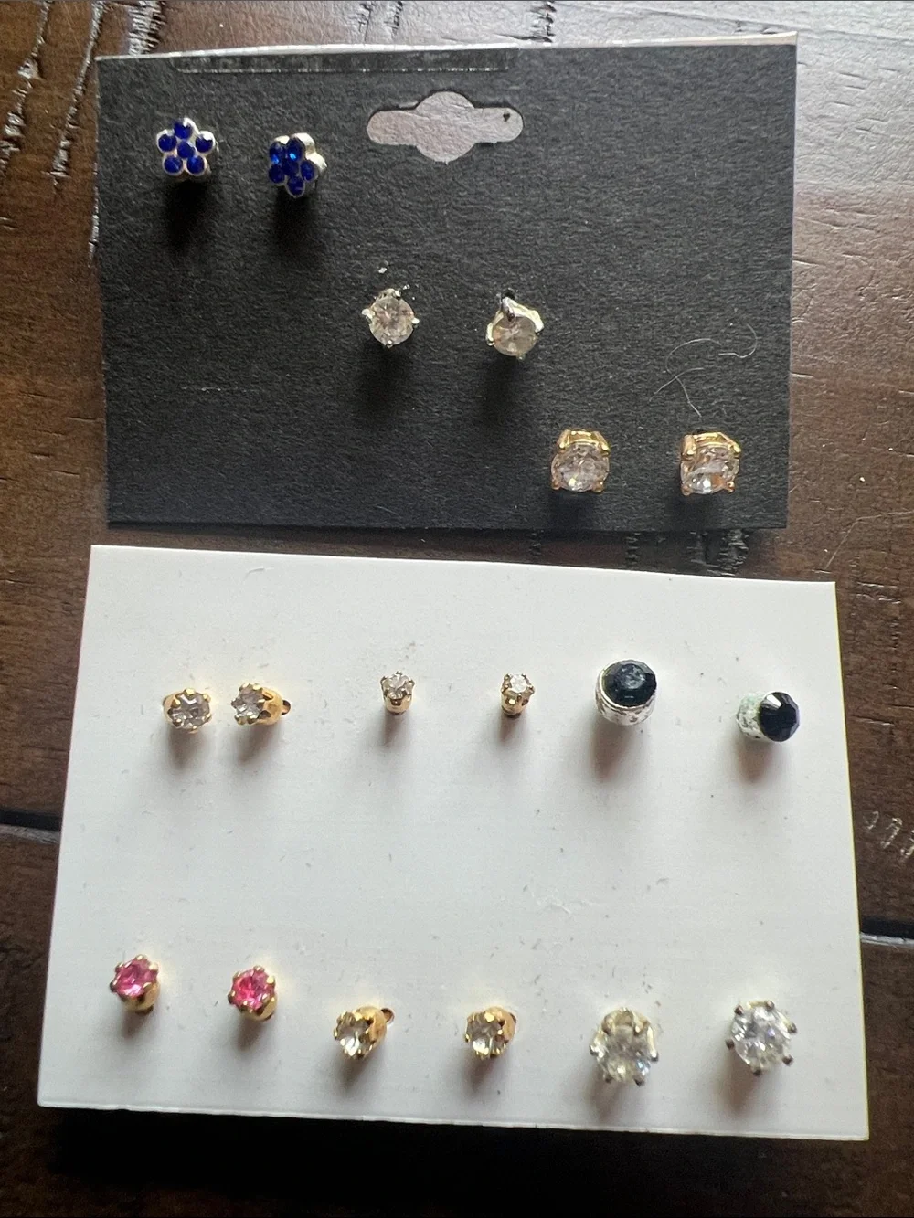Assorted Women's Stud Earring Set - Blue, Pink, Black, Clear